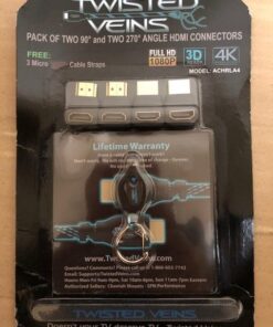 Twisted Veins HDMI 90 & 270 Degree, 4-Pack, Right Angle Adapters/Connectors, Supports HDMI 2.0b 4K 60hz HDR 270 & 90 Degree Adapters, 4 pack 46 51nUf7F8lL