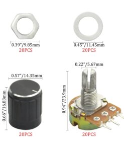 WMYCONGCONG 20 PCS B10K 10K Ohm Knurled Shaft Linear Rotary Taper Potentiometer with Black Knob(WH148) Kit 15 51nVhs4eDtL