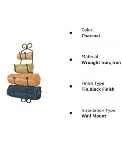 Alternative view of Colonial Tin Works Small Adirondack Towel Rack ~Black Wrought Iron (Charcoal) Charcoal