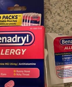 Benadryl Ultratabs Go Packs Antihistamine Allergy Relief Medicine, 25 mg Diphenhydramine HCl Tablets for Relief of Cold & Allergy Symptoms, Travel & On-The-Go Size, 4 Packets of 2 Tablets 2 Count (Pack of 4) 18 51nheR47xL
