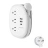 Alitayee USB C Travel Power Strip,Portable Power Strip with 3 Outlets 3 USB Ports Fast Charge, USB Extension Cord with Flat Plug and 4ft Wrapped Around Extension Cord for Cruise Travel Home Office 15.5W USB-4FT 02-White