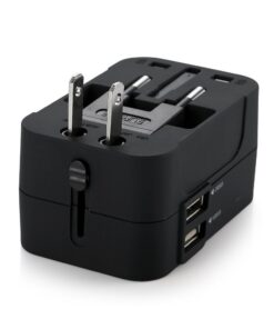 Travel Adapter, JOOMFEEN Worldwide All in One Universal Power Wall Charger AC Power Plug Adapter with Dual USB Charging Ports for USA EU UK AUS Cell Phone Laptop (Black) Black 40 51npf4D9aFL