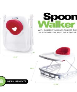 Joovy Spoon Baby Walker & Activity Center Featuring Three Adjustable Heights, Tough Luggage Grade Seat Material, and 30 lb Weight Capacity - JPMA Safety Certified (Red) Red 26 51nzIzLKZQL