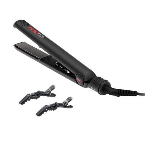 MHU Flat Iron 1 Inch Professional Travel Portable Negative Ions Protect Hair, Hair Straightener&Curler Anti frizz Dual Voltage Salon Floating Titanium Plate, Hair Iron, Fast Heat Adjustable Temp Black