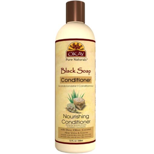 OKAY | African Black Soap Conditioner | For All Hair Types & Textures | Hydrate & Moisturize | With Shea, Olive, Coconut, Aloe Vera and Cocoa | Free of Parabens, Silicones, Sulfates | 12 oz