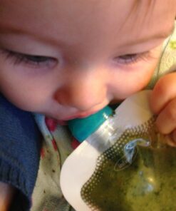 ChooMee SoftSip Food Pouch Top | Baby Led Weaning | No Spill Flow Control Valve, Protects Childs Mouth, 100% Silicone, BPA Free | 2CT Orange Aqua 58 51oP5MBwtL