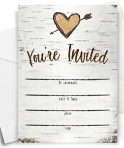 Alternative view of Printed Party Fill-in Invitations and Envelopes, Rustic Birch, Set of 25