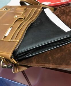 16" Messenger Bag For Men Genuine Leather Vintage Satchel Briefcases RFID Protection Computer Laptop Bag Hunter 49 51oaM00YYdL