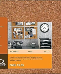 Quartet Cork Tiles, Cork Board, 12" x 12", Corkboard, Wall Bulletin Boards, Natural, 4 count (Pack of 1) 4 Pack 24 51ofaYSmS