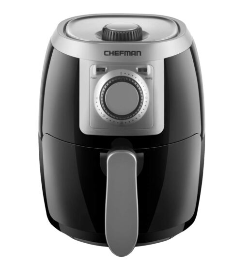 CHEFMAN Small, Compact Air Fryer Healthy Cooking, 2 Qt, Nonstick, User Friendly and Adjustable Temperature Control w/ 60 Minute Timer & Auto Shutoff, Dishwasher Safe Basket, BPA - Free, Black 2 Quart