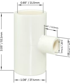 Cruzadel (12 Pack) PVC Tee Fittings For Threaded Poultry Cups Chicken Waterer - Schedule 40 PVC 1/2 inch Slip X 1/2 inch Slip X 1/8 inch FPT 12 26 51ovP1se1L