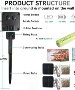 LiyuanQ Solar String Lights, 2 Pack 100 LED Solar Fairy Lights 33 feet 8 Modes Copper Wire Lights Waterproof Outdoor String Lights for Garden Patio Gate Yard Party Wedding Indoor Bedroom Cool White 23 51p02KiMU4L