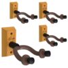 Ohuhu Guitar Wall Mount Hanger: 4-Pack Rotatable Hardwood Guitar Hangers with Screws-Adjustable Stopper Guitar Mount Hook Holder Stand for Ukulele Bass Electric Acoustic Guitar Banjo Mandolin-Wood Wood 9 51pLZ83 gAL