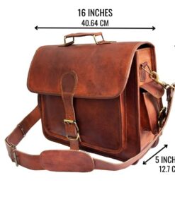 16" leather messenger bag laptop case office briefcase gift for men computer distressed shoulder bag 11 51pNX7O BPL