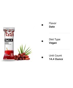 That's it. Apple + Dates 100% Natural Real Fruit Bar, Best High Fiber Vegan, Gluten Free Healthy Snack, Paleo for Children & Adults, Non GMO Sugar-Free, No Preservatives Energy Food (12 Pack) 18 51paecVXfZL