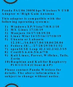 Panda Wireless PAU06 300Mbps Wireless N USB Adapter - w/High Gain Antenna - Win XP/Vista/7/8/10/11, Mint, Ubuntu, MX Linux, Manjaro, Fedora, Centos, Kali Linux and Raspbian 24 51pdjxkIxQL