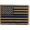 Desert/Coyote US Flag Thin Blue Line Patch for Police and Law Enforcement with Hook/Loop Backing