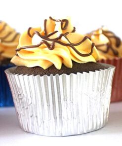 Eoonfirst Silver Foil Metallic Cupcake Case Liners Baking Muffin Paper Cups 198 Pcs Standard 15 51pz5dZLUiL