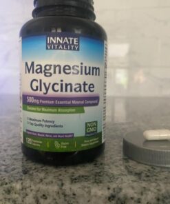 Innate Vitality Magnesium Glycinate 500mg, 70mg Elemental Magnesium per Cap, High Absorption, Non-GMO No Gluten, Nerve, Muscle, Bone, Heart Health, 120 Veggie Capsules 45 51q BQsazL