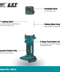 Alternative view of Makita DML806 18V LXT Lithium-Ion Cordless L.E.D. Lantern/Flashlight Tool Teal