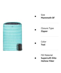 TETON Sports Mammoth Queen Size Sleeping Bag- Double Sleeping Bag – A Warm Bag The Whole Family can Enjoy – Great Sleeping Bag for Camping, Hunting and Base Camp. Compression Sack Included Teal Mammoth 0F 43 51q5dAHgOjL