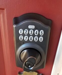 Schlage BE365 V CAM 716 Camelot Keypad Deadbolt, Electronic Keyless Entry Lock, Aged Bronze 32 51qVYGqPNJL