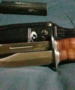Mossy Oak 2-piece Bowie Knife, Fixed Blade Hunting Knife with Leather Handle, Sheath Included 57 51qWsyY60WL