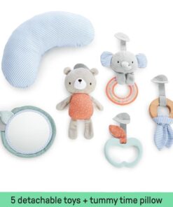 Ingenuity Cozy Spot Reversible Duvet Activity Gym & Play Mat with Wooden Bar - Loamy, Ages Newborn + 39 51qr4pzDTZL