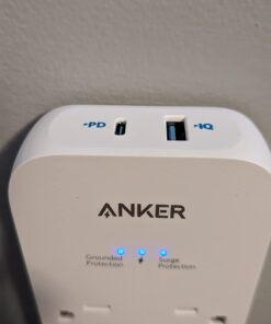 Anker Outlet Extender and USB Wall Charger, 6 Outlets and 2 USB Ports, 20W USB C Power Delivery High-Speed Charging iPhone 15/15 Plus/15 Pro/15 Pro Max, Multi-Plug for Dorm, Home, and Office, White 35 51qsl5grdfL