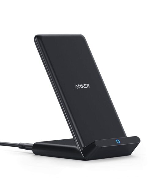 Anker 313 Wireless Charger (Stand), Qi-Certified for iPhone 15/15 Pro/15 Pro Max/14/14 Pro Max, 10W Fast-Charging Galaxy S20, S10 (No AC Adapter) 1pack Black 1