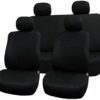 FH Group Car Seat Covers Full Set Cloth - Universal Fit Automotive Seat Covers, Low Back Front Seat Covers, Solid Back Seat Cover, Washable Car Seat Cover For SUV, Sedan And Van Black BLACK Seat Covers 28 51r77t0kc0L