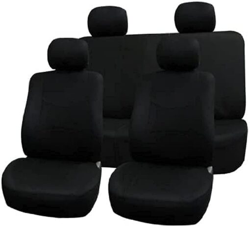 FH Group Car Seat Covers Full Set Cloth - Universal Fit Automotive Seat Covers, Low Back Front Seat Covers, Solid Back Seat Cover, Washable Car Seat Cover For SUV, Sedan And Van Black BLACK Seat Covers