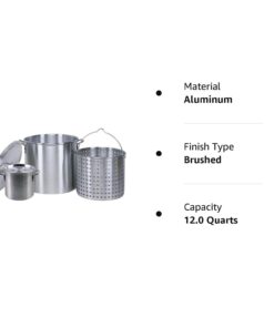 Professional Grade 80 Quart All Purpose Boiling Pot with Basket (3pc) plus a Bonus 12 Quart Stock Pot (2pc) . 12 51rVh7IfAML