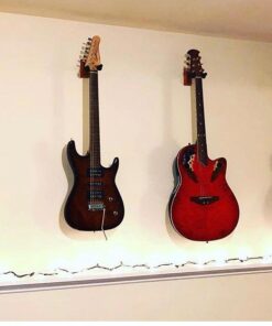 Ohuhu Guitar Wall Mount Hanger: 4-Pack Rotatable Hardwood Guitar Hangers with Screws-Adjustable Stopper Guitar Mount Hook Holder Stand for Ukulele Bass Electric Acoustic Guitar Banjo Mandolin-Wood Wood 41 51rYofEkHQL