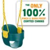 Deluxe High Back Full Bucket Toddler Swing with Exclusive Chain & Triangle Dip Pinch Protection and Carabiners for Easy Install - Green - Squirrel Products 30 51rg1PuF1hL