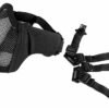 OneTigris 6" Foldable Half Face Mesh Mask Military Style Comfortable Adjustable Tactical Lower Face Protective Mask Black