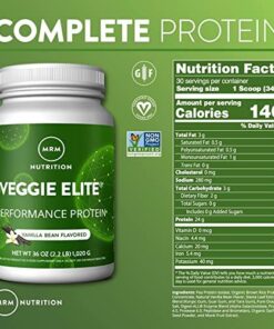 MRM Nutrition Veggie Elite Performance Protein | Chocolate Mocha Flavored| Plant-Based Protein| Easy to Digest | with BCAAs| Vegan + Gluten-Free | Clinically Tested| Digestive enzymes | 30 Servings 30 Servings (Pack of 1) 16 51rprS8MxdL