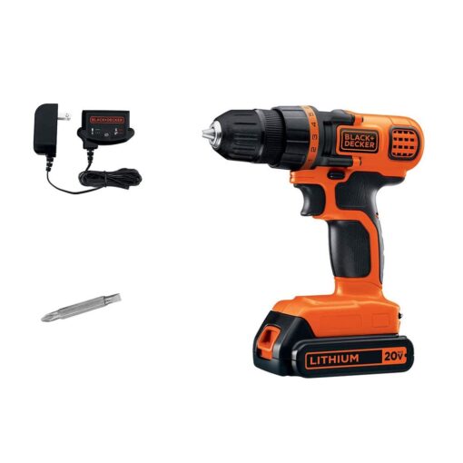 BLACK+DECKER 20V MAX Cordless Drill and Driver, 3/8 Inch, With LED Work Light, Battery and Charger Included (LDX120C) Drill/Driver Only