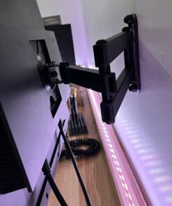 WALI TV Wall Mount Articulating LCD Monitor Full Motion 15 inch Extension Arm Tilt Swivel for Most 13 to 32 inch LED TV Flat Panel Screen with Mounting Holes up to 100x100mm (1330LM), Black 41 51rztkZG8yL