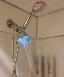 PowerSpa All-Chrome 7-Color LED Shower Head/Hand Held Shower High Pressure Twin Combo Showerhead System with Air Turbo Technology - Includes Premium Stainless Steel Hose and 3-way Water Diverter 35 51s4DYffD L