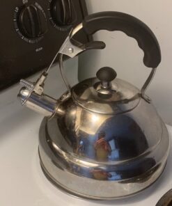 Willow & Everett Whistling Tea Kettle for Stove Top - 2.75 Quart Tea Pots for Stove Top w/Stainless Steel, Mirror Finish & Strainer Single Handle 50 51sLq6STp5L