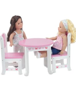 Emily Rose 18 Inch Doll Kitchen Table and 2 Chair Dining Set | 18-in Doll Furniture Accessory - Butterfly Theme 23 51sNDb1IXjL