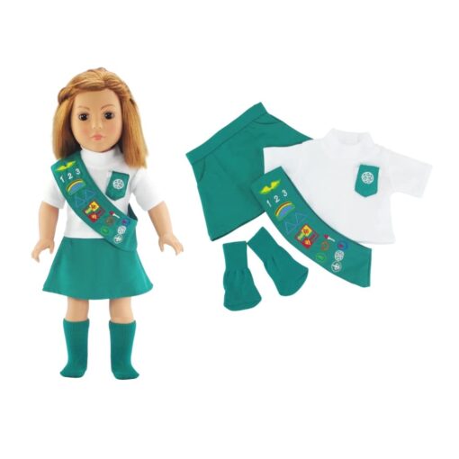 Emily Rose 18 Inch Doll Jr Junior Girl Scout Inspired Uniform Clothes Outfit | Gift-Boxed! | Compatible with 18" American Girl Dolls