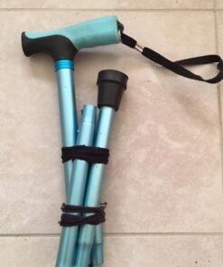 Vive Folding Cane - Foldable Walking Cane for Men, Women - Fold-up, Collapsible, Lightweight, Adjustable, Portable Hand Walking Stick - Balancing Mobility Aid - Sleek, Comfortable T Handles (Teal) Teal 34 51t8XzIicaL