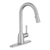 Moen Adler 87233SRS Spot Resist Stainless Zinc Pull Down Kitchen Faucet with Power Clean, Button, and Retractable Wand, ADA Compliant, Classic Style, Fashion-forward, Built to Last Standard 48 51tBoASuR4L