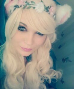 E-TING Cat Long Fur Ears Hair Clip Headwear Headband Cosplay Halloween Costume Orecchiette (White with Pink Inside) White With Pink Inside 9 51tCFleG zL