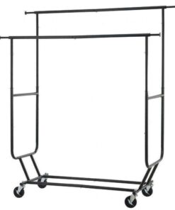 Alternative view of Rackaphile Collapsible Adjustable Double Rail Rolling Clothing Garment Drying Rack, Chrome Finish