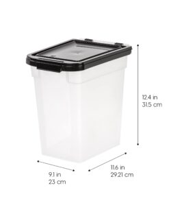 IRIS USA 10 Lbs / 12.75 Qt WeatherPro Airtight Pet Food Storage Container, for Dog Cat Bird and Other Pet Food Storage Bin, Keep Pests Out, Keep Fresh, Translucent Body, BPA Free, Clear/Black 24 51tUXcxU7bL
