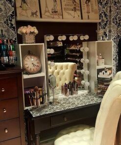 MIRRORVANA 10X Magnifying Makeup Mirror on Stand for Bedroom and Bathroom, Free Standing Desk & Table Mirror, Double Sided 10X/1X Magnification, 35cm Tall 18cm Wide 18cm (7-inch) Diameter 39 51tjJmfW8L