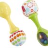 Fisher-Price Baby Toys Rattle ‘n Rock Maracas, Set of 2 Soft Musical Instruments for Infants 3+ Months, Green & Yellow Green/Yellow